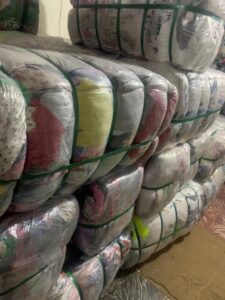 Bales of clothing distributed to flood victims in Freetown Sierra Leone
