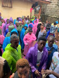 Raincoats distributed by SHARP flood relief efforts in Freetown Sierra Leone