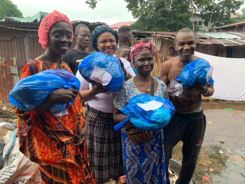 Locals receiving their emergency relief supplies